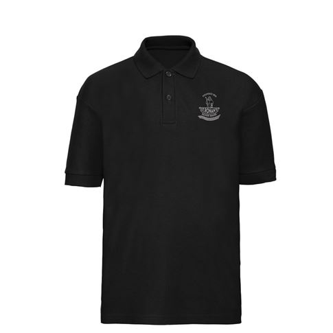 St Ronans Silver Band Kids Polo Shirt Black - Front View