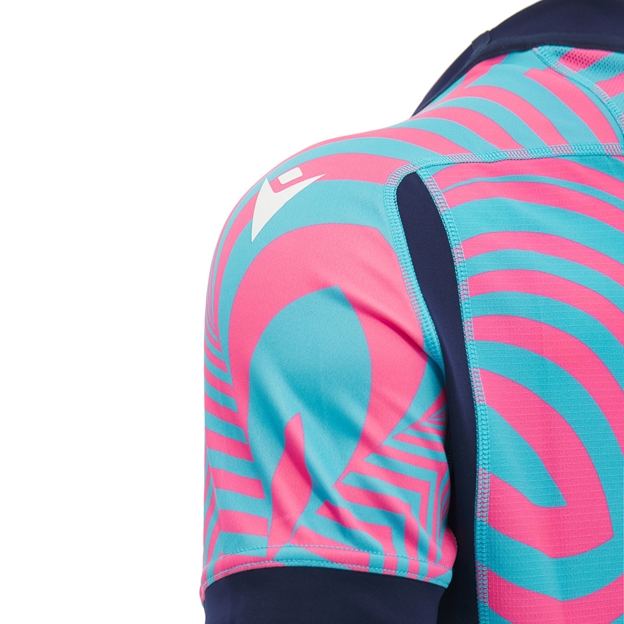 Scotland Mens Training Rugby Shirt 26/27 Neon Pink and Blue - Sleeve Close-up