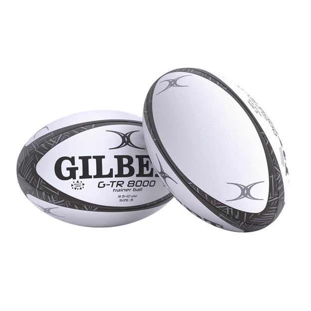 Gilbert G-TR8000 Training Rugby Ball Black - Front and Back Views