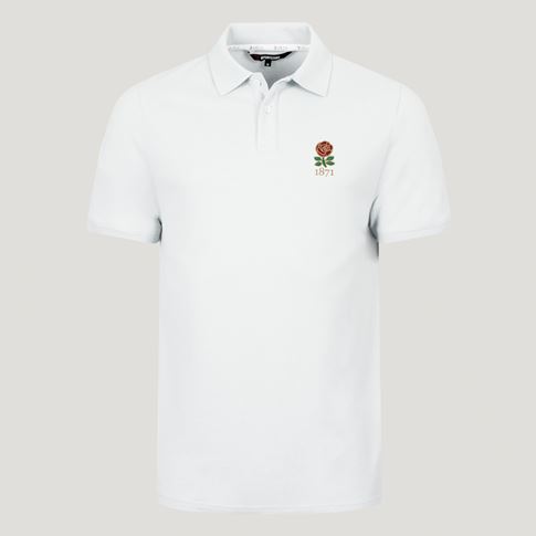 England 1871 Heritage Pure Cotton Polo – White