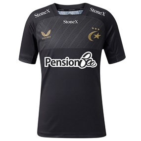Saracens Kids Home Rugby Shirt 26/27 Caviar - Front View