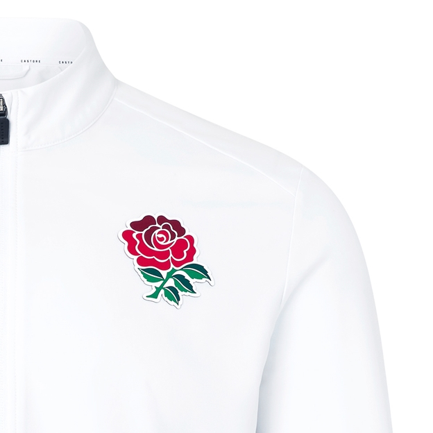 England Mens Anthem Jacket 26/27 Brilliant White - RFU Rose Close-up