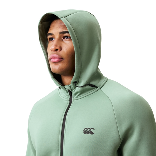 Canterbury Mens Everest Full Zip Hoodie Green Bay - Model Front Close-up View
