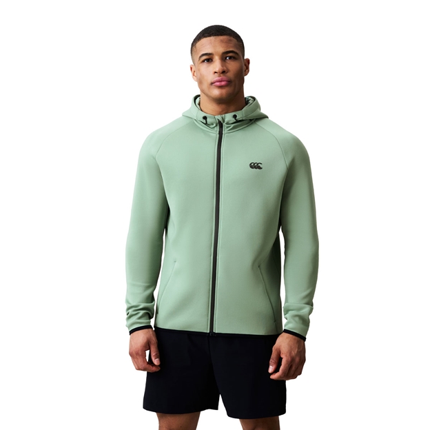 Canterbury Mens Everest Full Zip Hoodie Green Bay - Model Front View