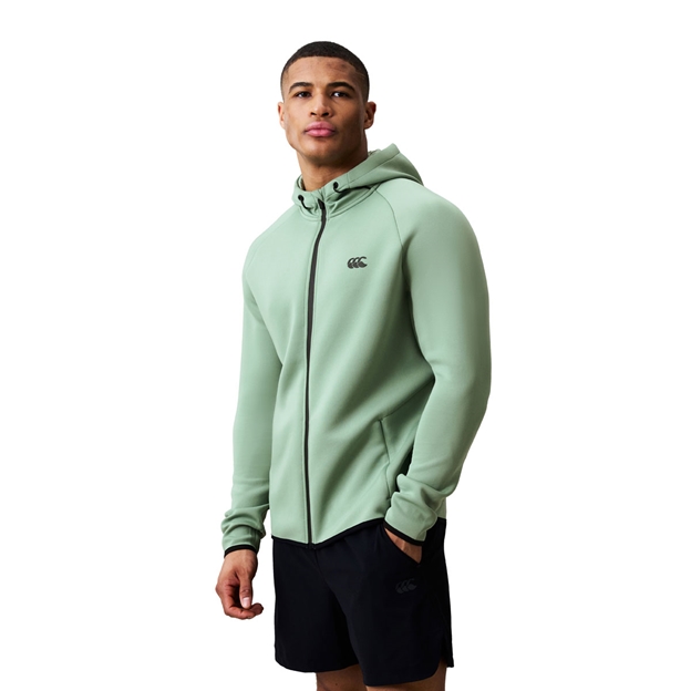 Canterbury Mens Everest Full Zip Hoodie Green Bay - Model Side View