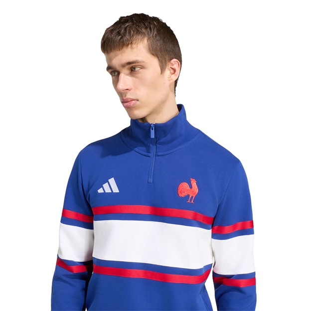 France Mens Travel Quarter Zip Top 26/27 Mystery Ink - Model Front Close-up View