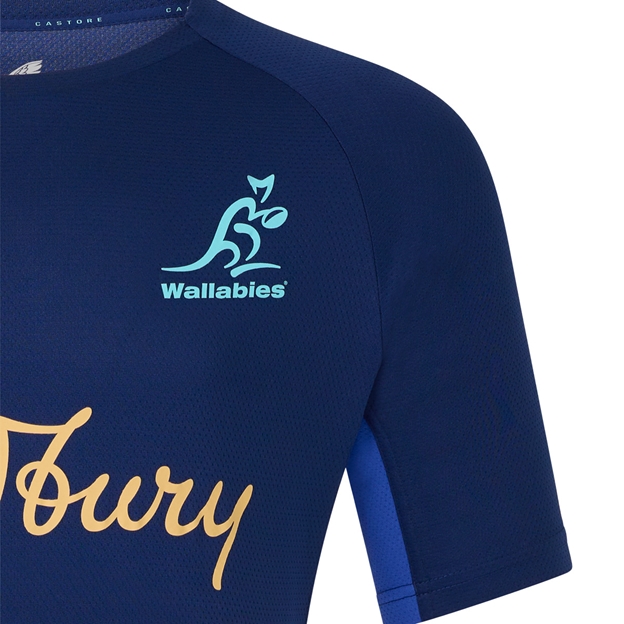 Australia Kids Performance T-Shirt 26/27 Beacon Blue - Wallabies Logo