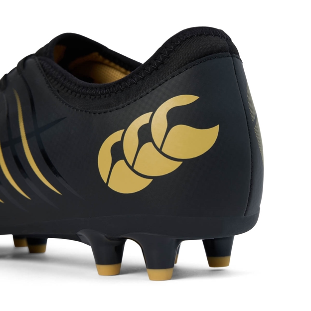 Canterbury Adults Phoenix 2.0 Team Firm Ground Rugby Boots Black - CCC Logo