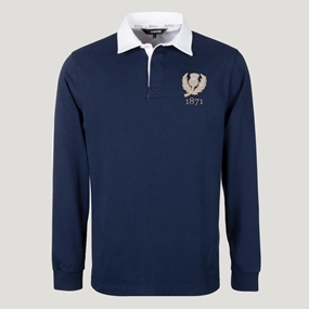 Rugby 1823 Scotland 1871 Adults Heritage Cotton Rugby Shirt Navy - Front View