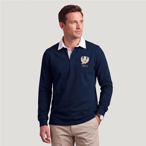 Scotland 1871 Heritage Pure Cotton Rugby Shirt – Long Sleeve Navy