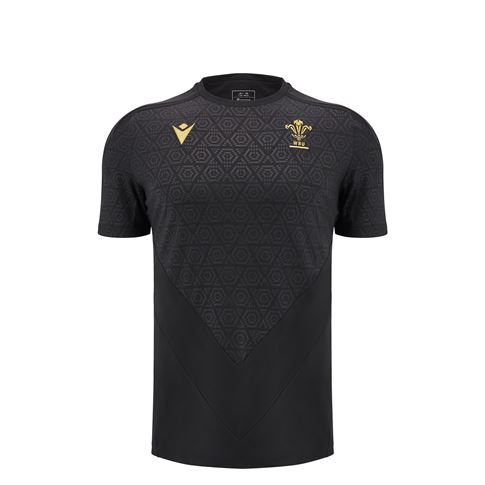 Wales Junior Training T-Shirt - Black - 2025 - Front Wales Junior Training T-Shirt - Black - 2025 - Front