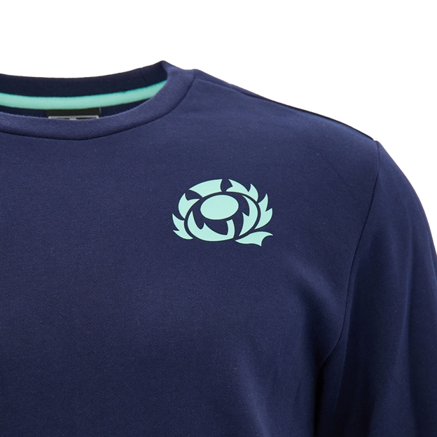 Scotland Mens Leisure Sweatshirt 26/27 Navy and Green - SRU Thistle Close-up