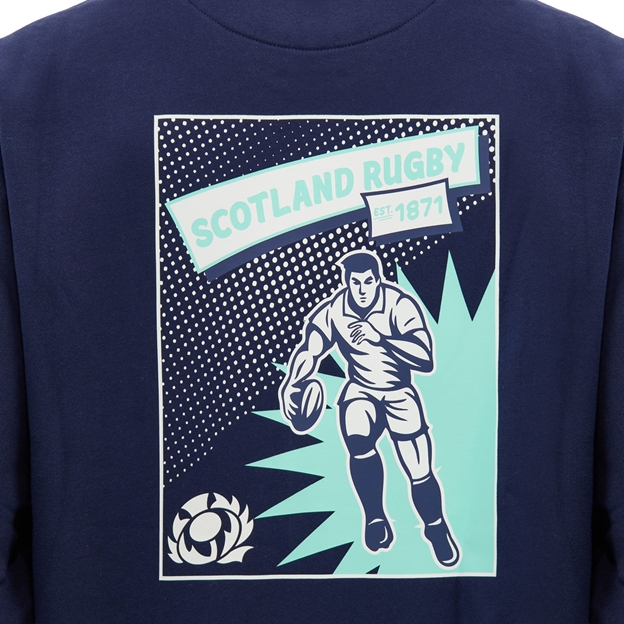 Scotland Mens Leisure Sweatshirt 26/27 Navy and Green - Back Graphic Close-up