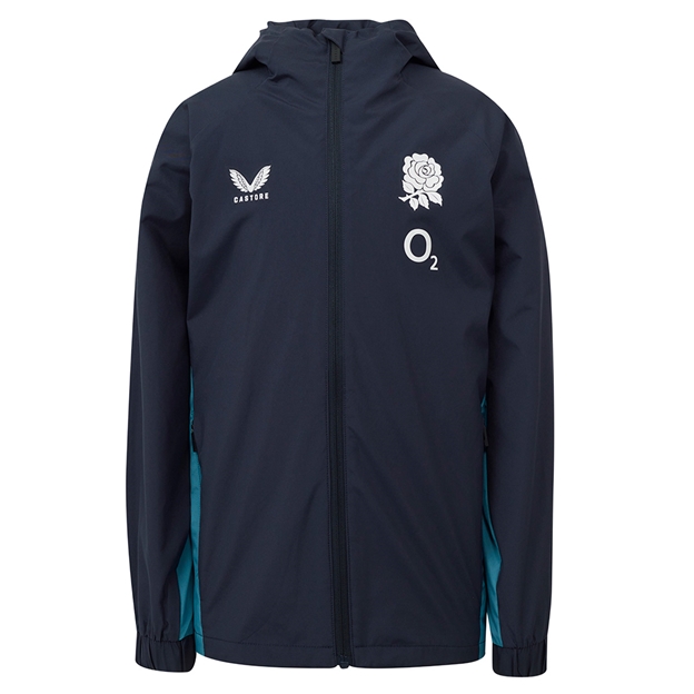England Kids Performance Shower Jacket 25_26 Inkwell_Storm Blue - Front