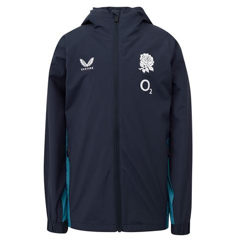 England Kids Performance Shower Jacket 25_26 Inkwell_Storm Blue - Front England Kids Performance Shower Jacket 25_26 Inkwell_Storm Blue - Front