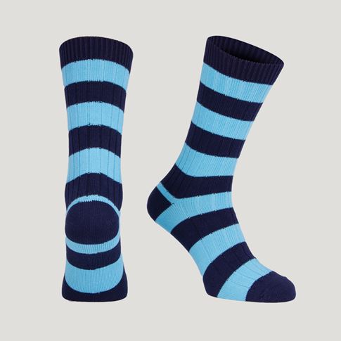 Heritage Pure Cotton Striped Socks – Navy/Sky Blue