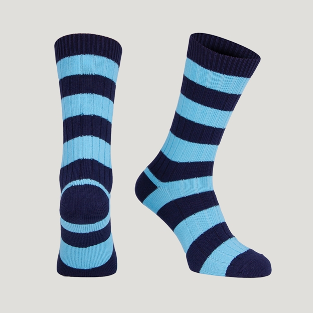 Heritage Pure Cotton Striped Socks - Navy/Sky Blue