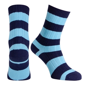 Rugby 1823 Striped Socks Navy/Sky Blue - Front View
