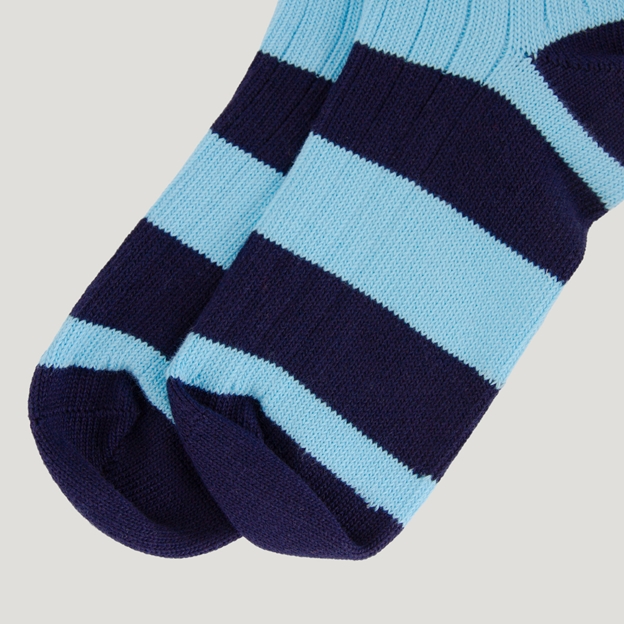 Rugby 1823 Striped Socks Navy/Sky Blue - Toe Close-up