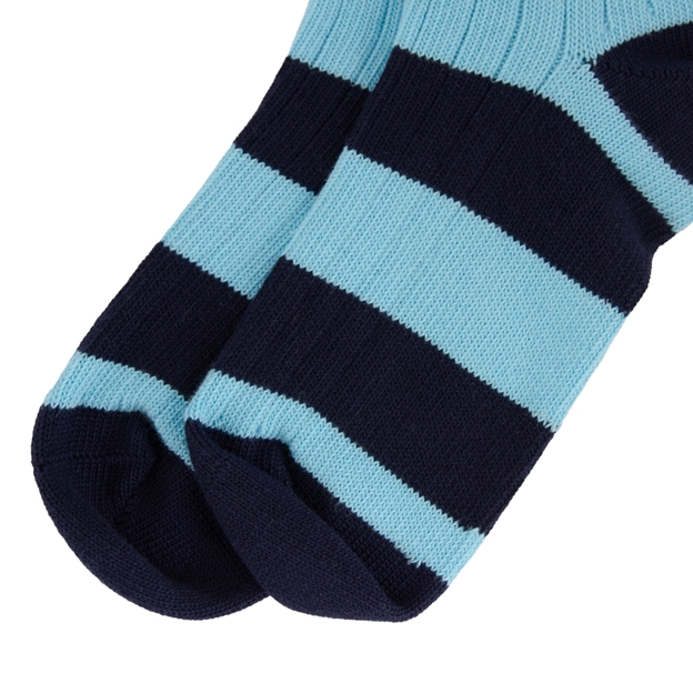 Rugby 1823 Striped Socks Navy/Sky Blue - Toe Close-up