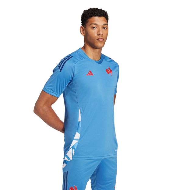 France adidas Mens Performance T-Shirt - Focus Blue 2024 - Model Walking