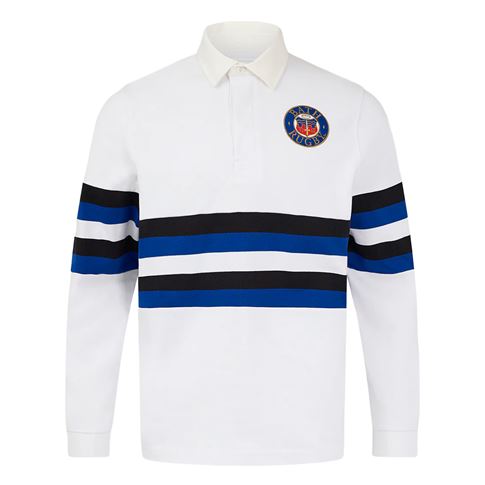 Bath Retro Rugby Shirt L/S White - Front View Bath Retro Rugby Shirt L/S White - Front View