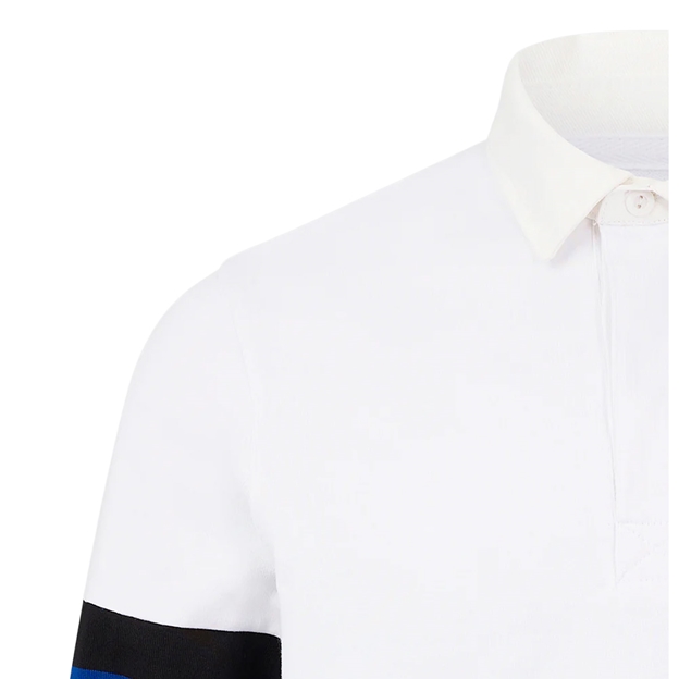 Bath Retro Rugby Shirt L/S White - Shoulder Close-up