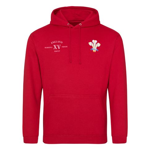 Wales Mens Classic XV Hoodie Red - Front Wales Mens Classic XV Hoodie Red - Front