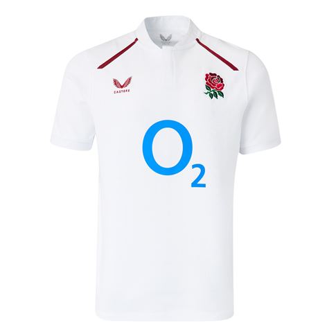 England Mens Home Classic Rugby Shirt 26/27 Brilliant White - Front View