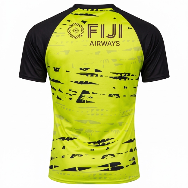 Fiji Mens Training T-Shirt 26/27 Lime - Back View
