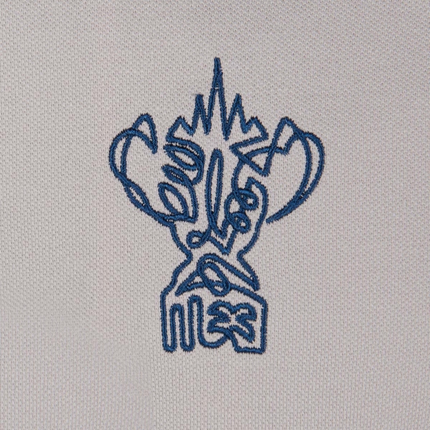 Mens Rugby World Cup 2023 Logo Polo Grey - Cup embroidery Close-up