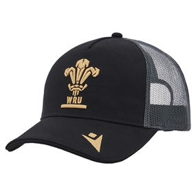 Wales Adults Trucker Baseball Cap - Black 2025 - Front