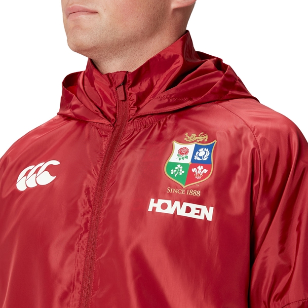 British and Irish Lions Mens Lightweight Rain Jacket Red - Model Close-up