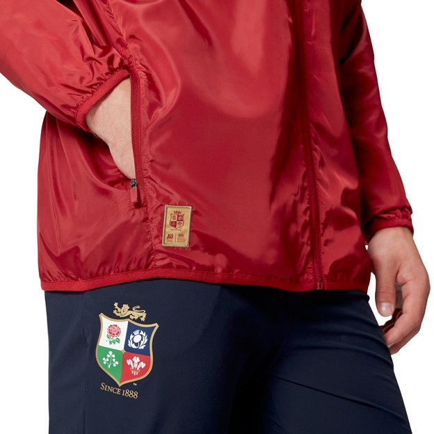 British and Irish Lions Mens Lightweight Rain Jacket Red - Model Pocket