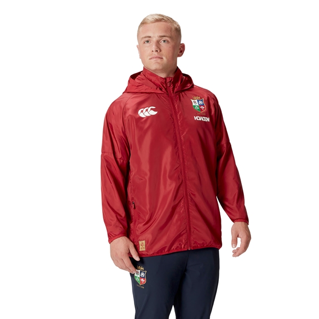 British and Irish Lions Mens Lightweight Rain Jacket Red - Model Front