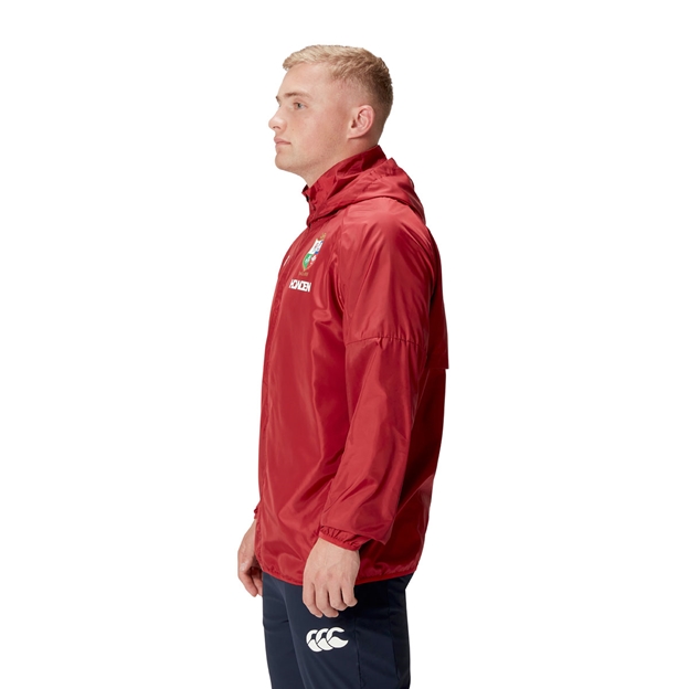 British and Irish Lions Mens Lightweight Rain Jacket Red - Model Side