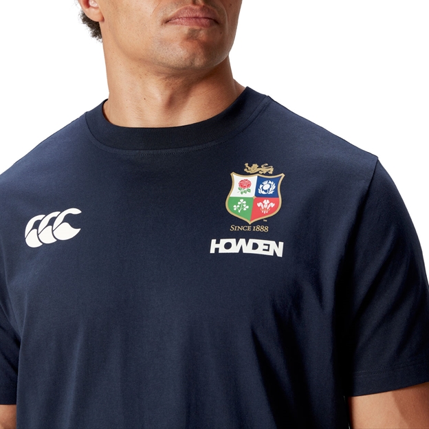 British and Irish Lions Mens Cotton T-Shirt Navy - Model Close-up