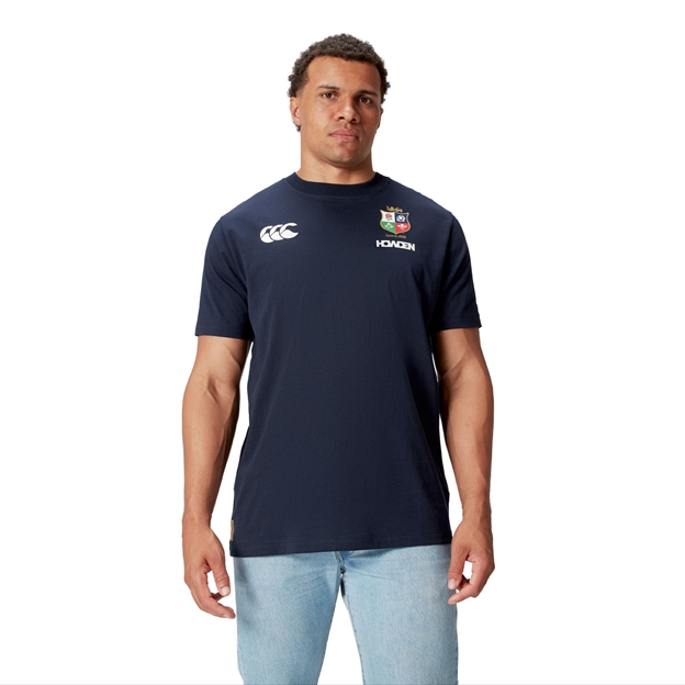 British and Irish Lions Mens Cotton T-Shirt Navy - Model Front