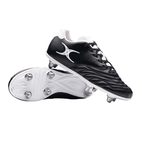 Gilbert Kids Sidestep Icon 6 Stud Soft Ground Rugby Boots Black - Front View