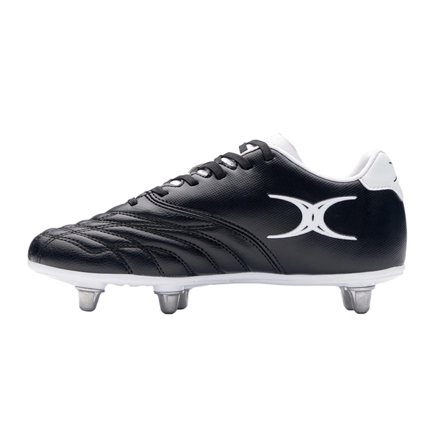 Gilbert Kids Sidestep Icon 6 Stud Soft Ground Rugby Boots Black - Instep View