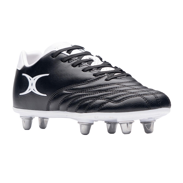 Gilbert Kids Sidestep Icon 6 Stud Soft Ground Rugby Boots Black - Toe View
