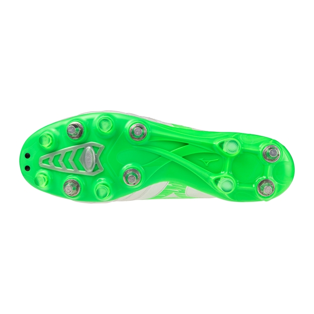 Mizuno Adults Morelia Neo IV Beta Elite Mixed Stud Soft Ground Rugby Boots - White-Green