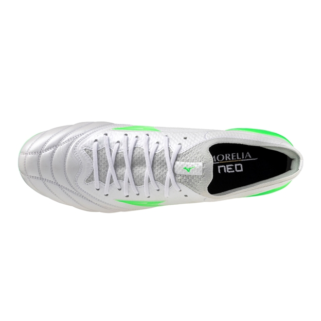 Mizuno Adults Morelia Neo IV Beta Elite Mixed Stud Soft Ground Rugby Boots - White-Green