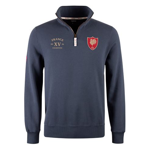 R1823 France Champions 2026 Quarter Zip Top Petrol Blue - Front