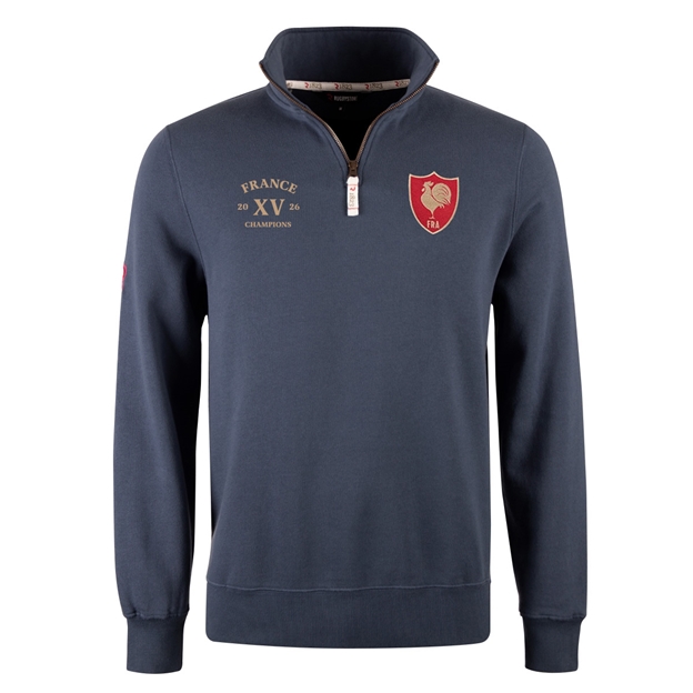 R1823 France Champions 2026 Quarter Zip Top Petrol Blue - Front