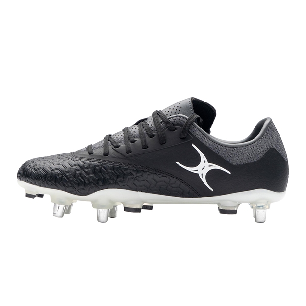Gilbert Adults Icon Vapour 6 Stud Soft Ground Rugby Boots Black/Grey - Instep View