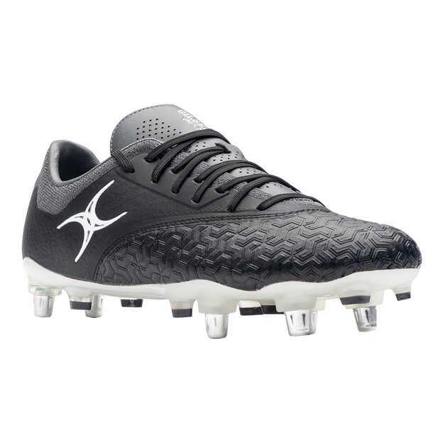 Gilbert Adults Icon Vapour 6 Stud Soft Ground Rugby Boots Black/Grey - Toe View
