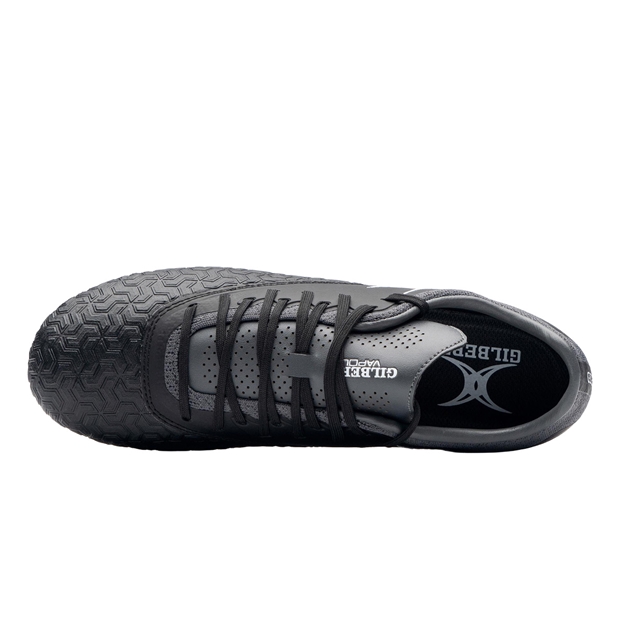 Gilbert Adults Icon Vapour 6 Stud Soft Ground Rugby Boots Black/Grey - Top View
