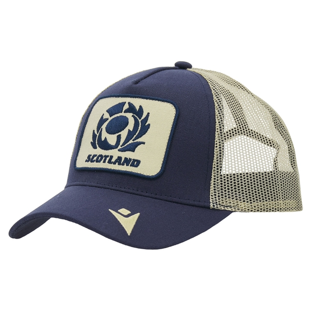 Scotland Trucker Cap 26/27 Navy and Sand - Front View