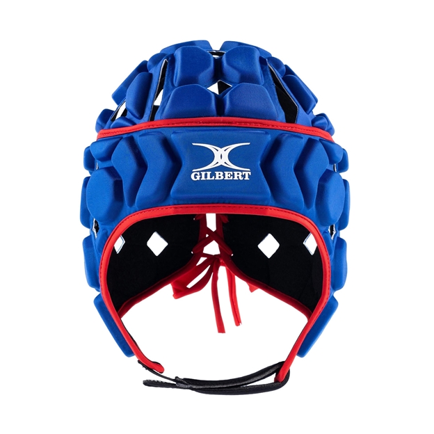 Gilbert Octane Headguard Royal/Red - Straight On View